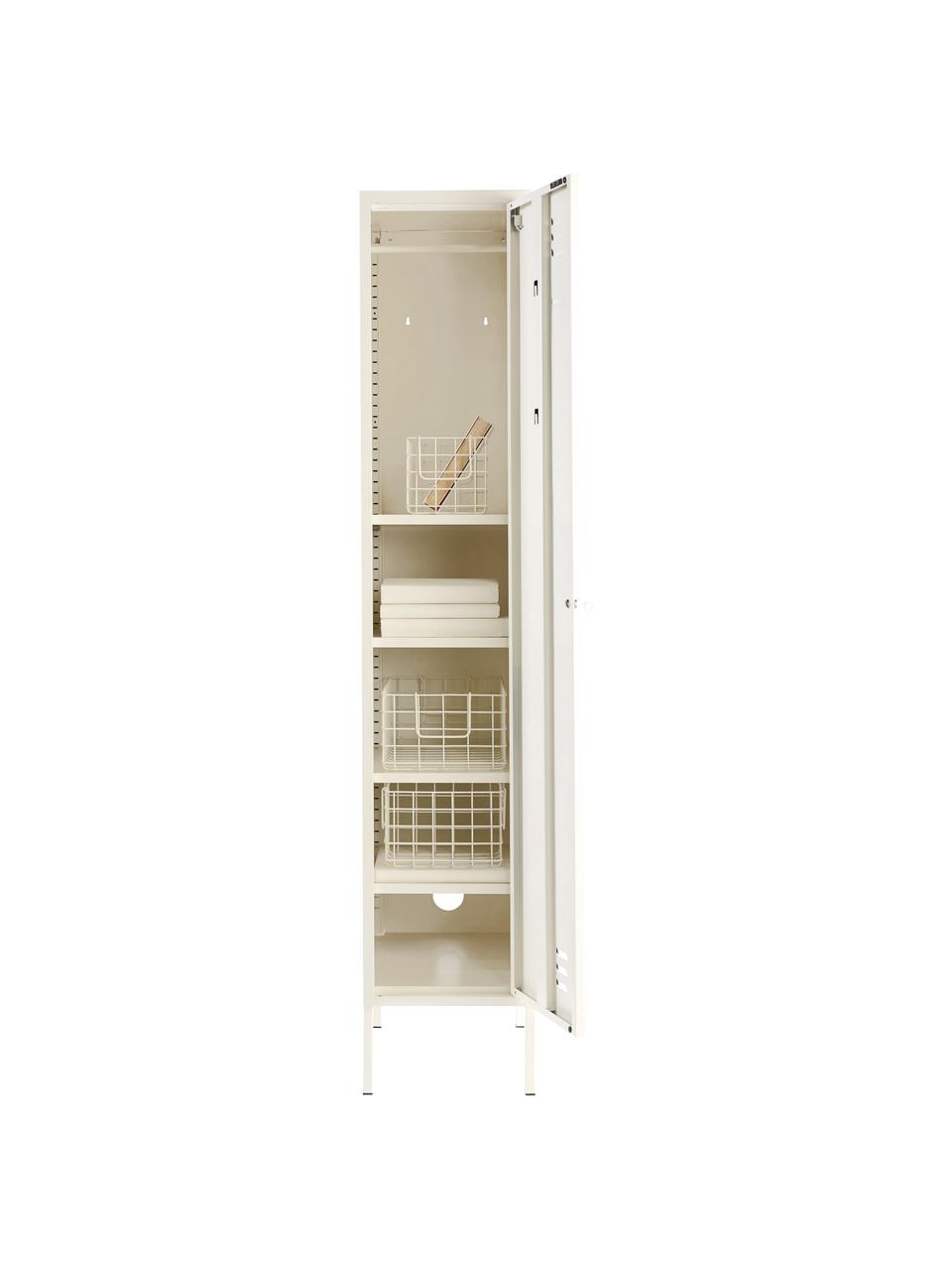 Petite armoire Skinny, Acier, revêtement par poudre, Blanc cassé, larg. 35 x haut. 183 cm