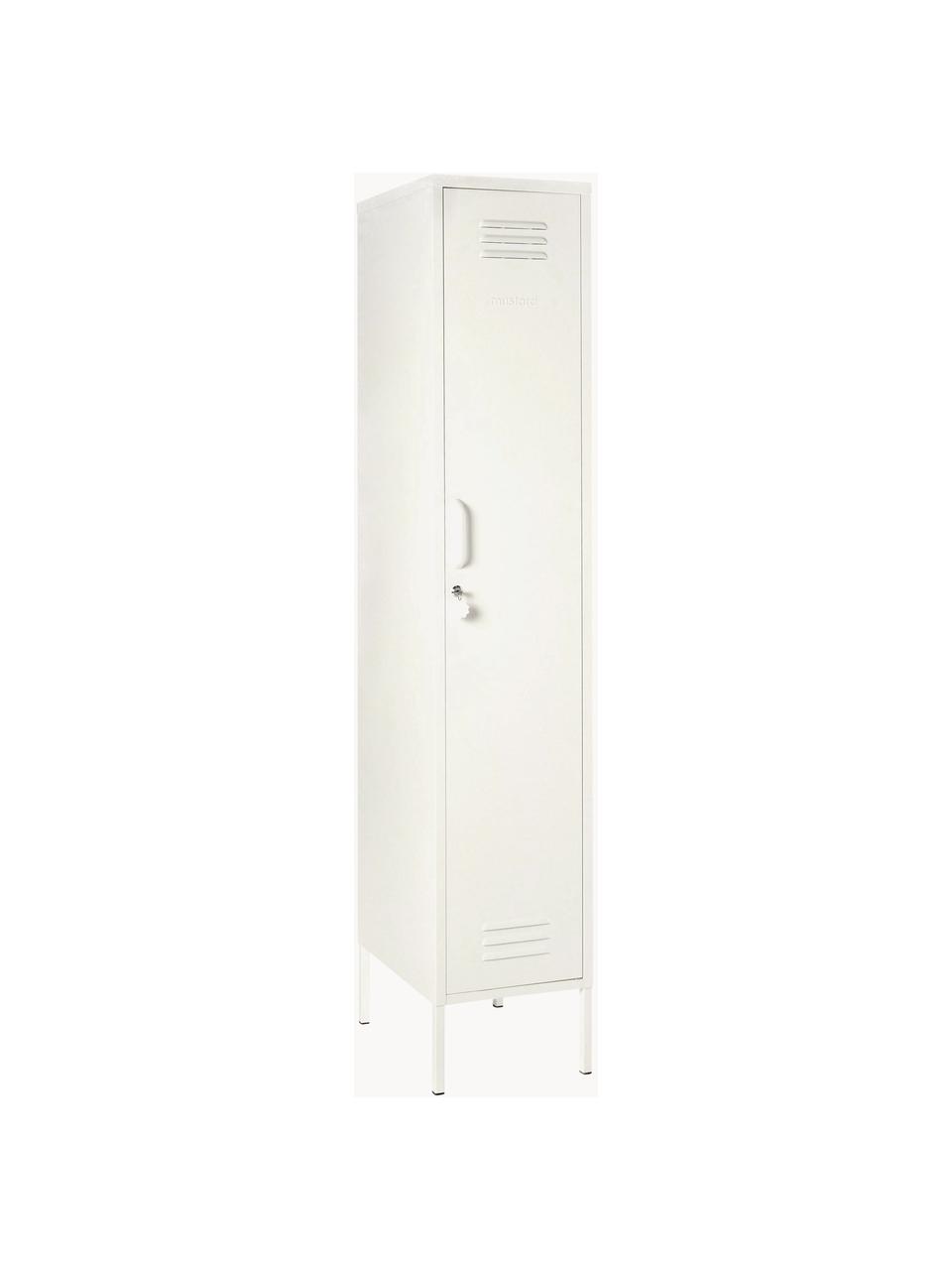 Armadietto piccolo Skinny, Acciaio verniciato a polvere, Bianco crema, Larg. 35 x Alt. 183 cm