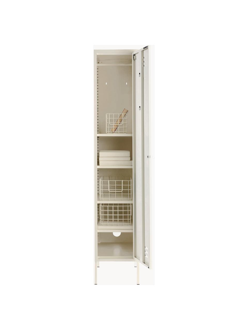 Armadietto piccolo Skinny, Acciaio verniciato a polvere, Bianco crema, Larg. 35 x Alt. 183 cm