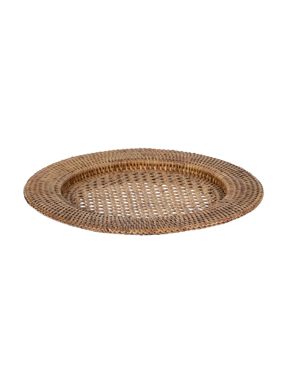 Rattan-Platzteller Ednna, 2 Stück, Rattan, Braun, Ø 32 cm