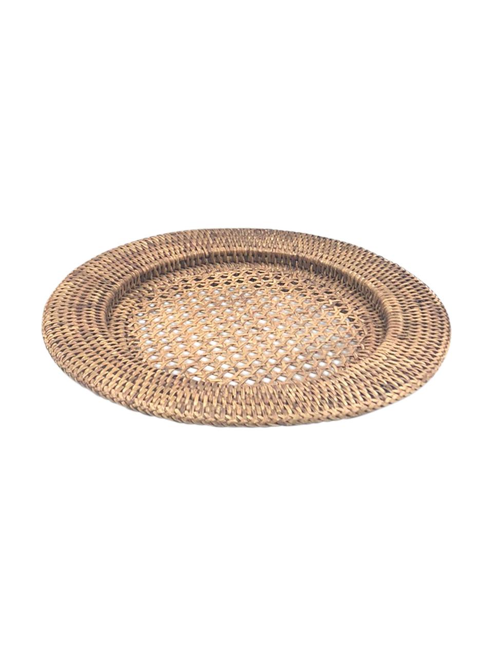 Podstawka pod talerz z rattanu Ednna, 2 szt., Rattan, Brązowy, Ø 32 cm