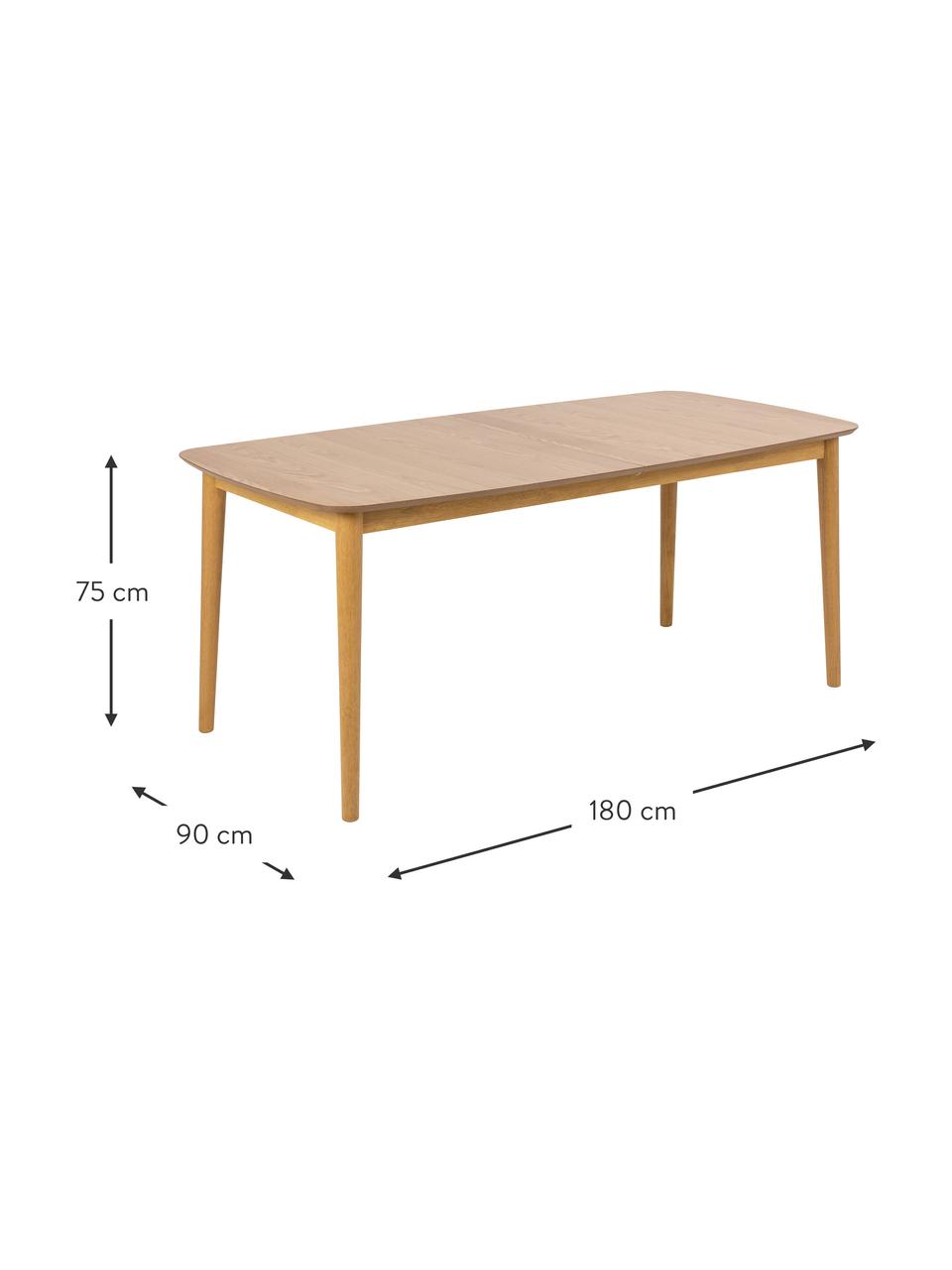 Tavolo allungabile Montreux, 180-220x90 cm, Gambe: legno di albero della gom, Legno di quercia, Larg. 180/220 x Prof. 90 cm