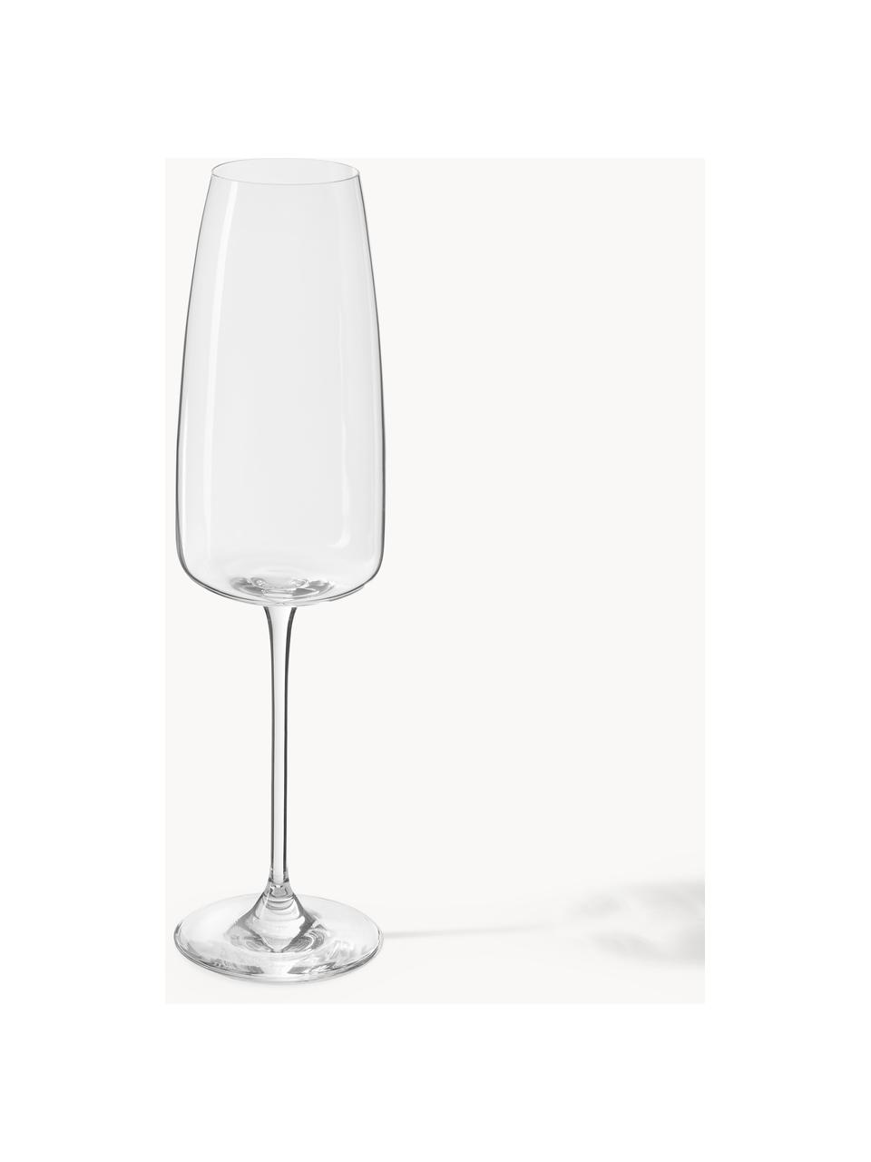 Copas de champán Lucien, 4 uds., Cristal, Transparente, Ø 7 x Al 25 cm, 340 ml