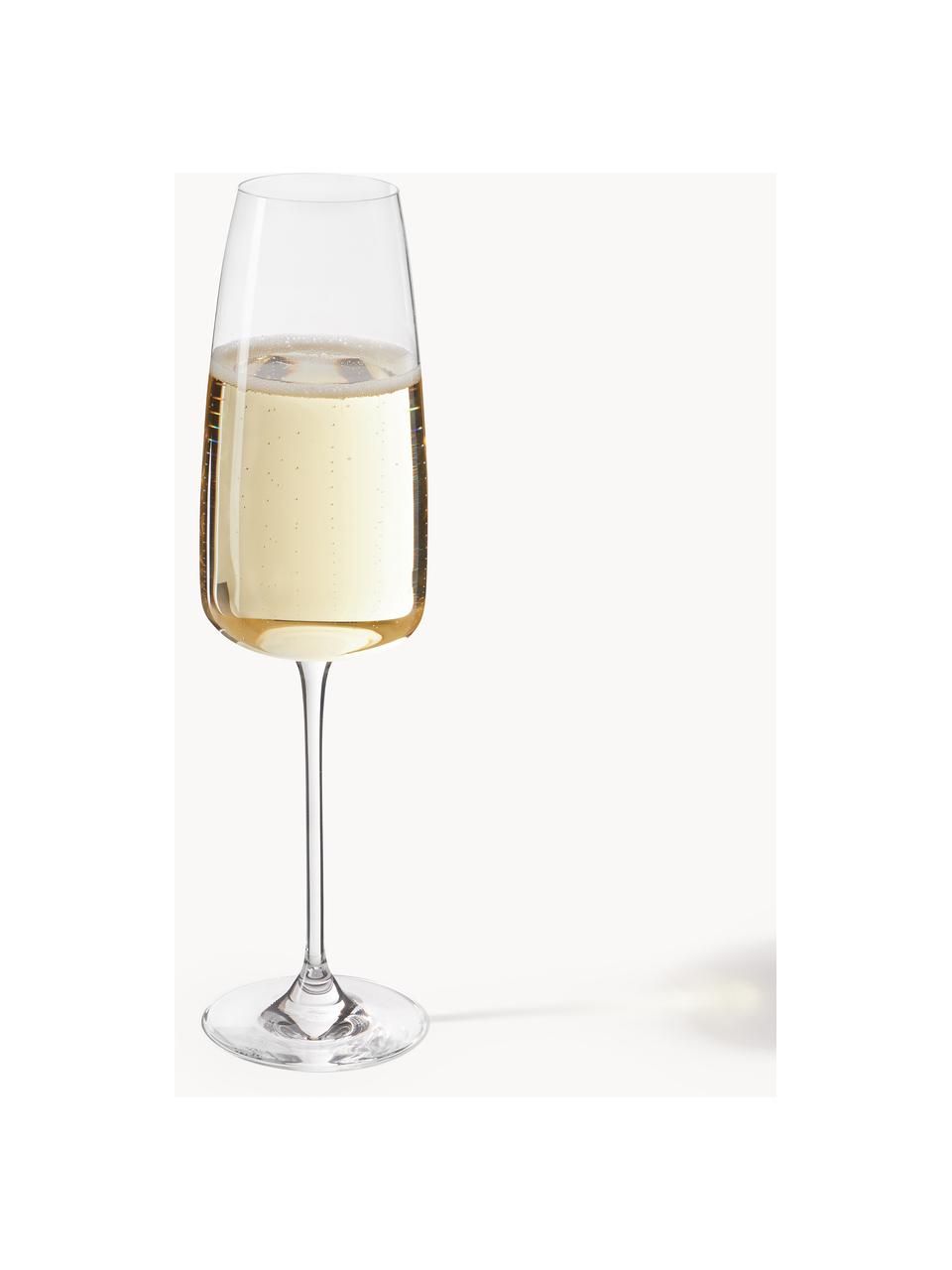 Kieliszek do szampana ze szkła kryształowego Lucien, 4 szt., Szkło kryształowe, Transparentny, Ø 7 x W 25 cm, 340 ml
