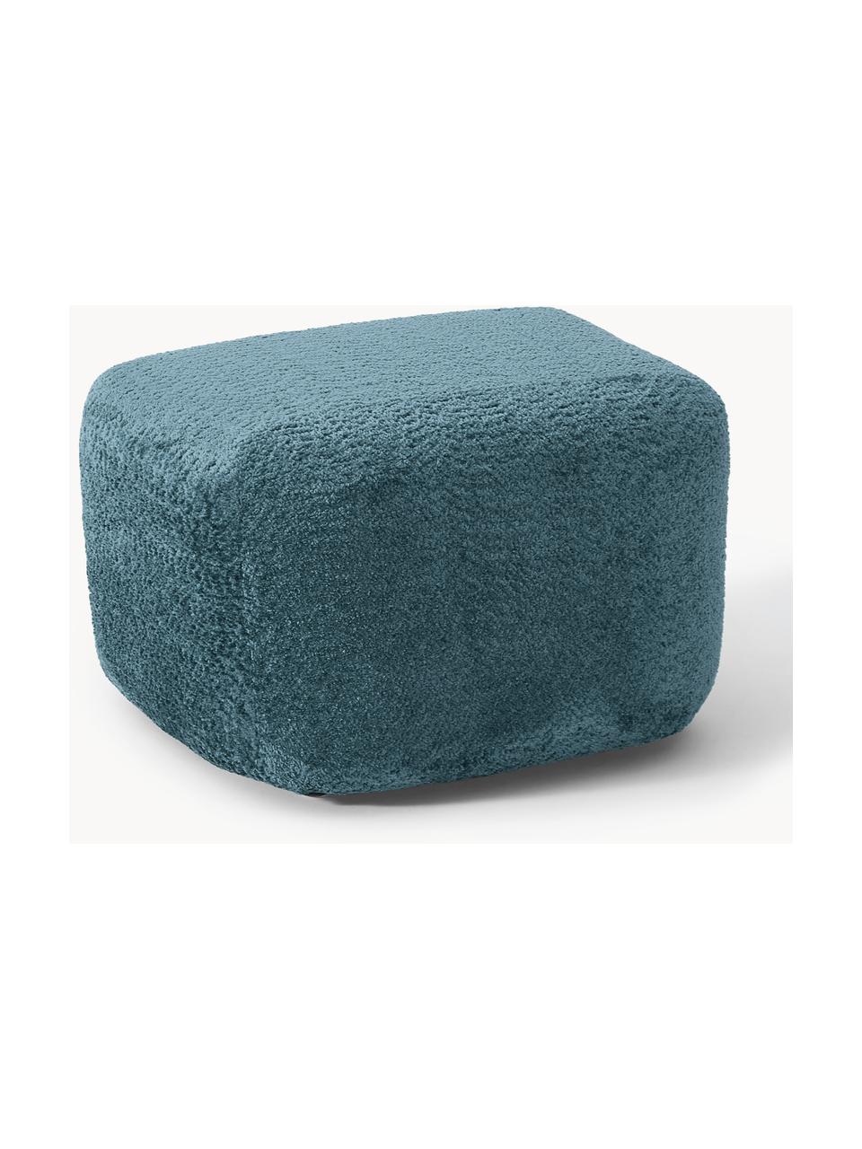 Sofa-Hocker Wolke aus Teddy-Bouclé, Bezug: Teddy-Bouclé (100 % Polye, Teddy-Bouclé Petrol, B 64 x H 41 cm
