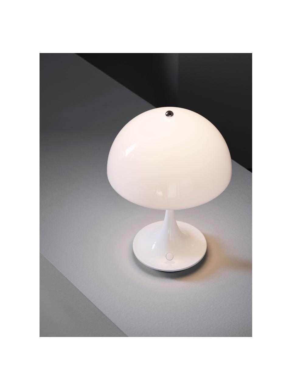 Mobile dimmbare LED-Tischlampe Panthella, H 24 cm, Lampenschirm: Stahl, beschichtet, Stahl Weiß, Ø 16 x H 24 cm