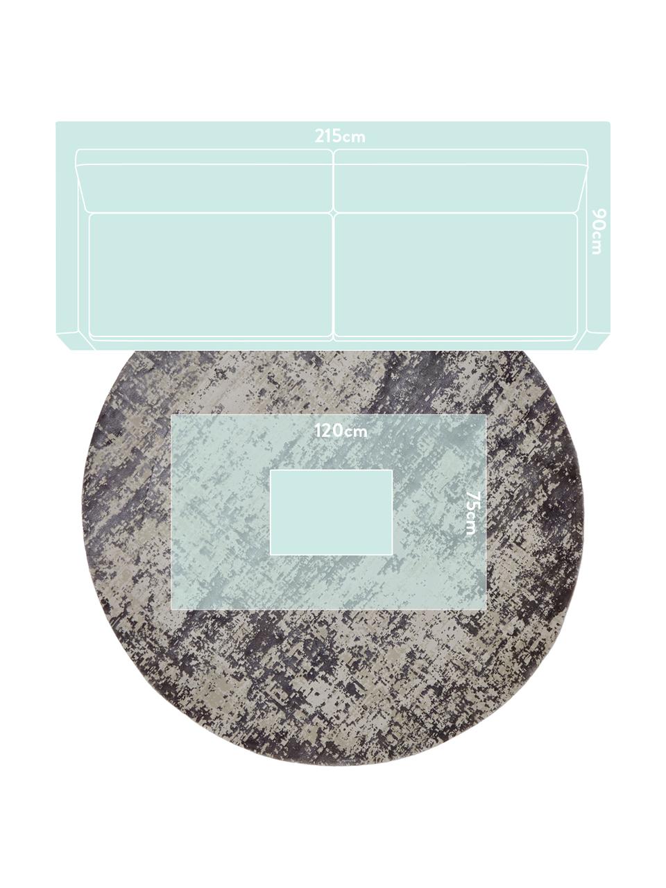 Tapis rond vintage gris Cordoba, Gris clair, gris foncé