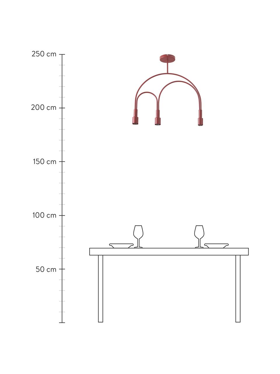 Plafonnier Mia, Rouge, larg. 64 x haut. 67 cm