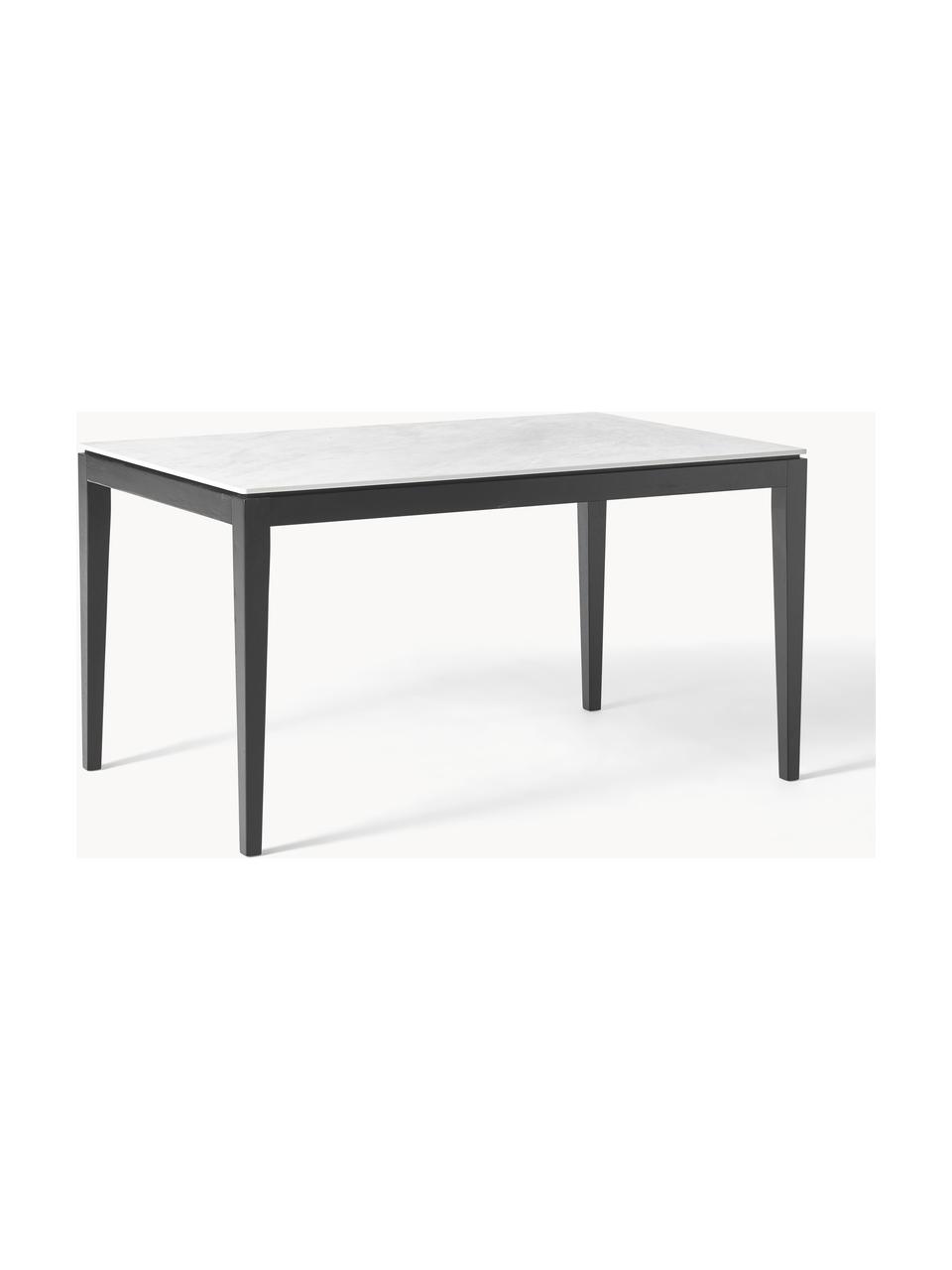 Mesa de comedor en look mármol Jackson, tamaños diferentes, Tablero: piedra cerámica con aspec, Madera de roble pintado en negro, An 140 x F 90 cm