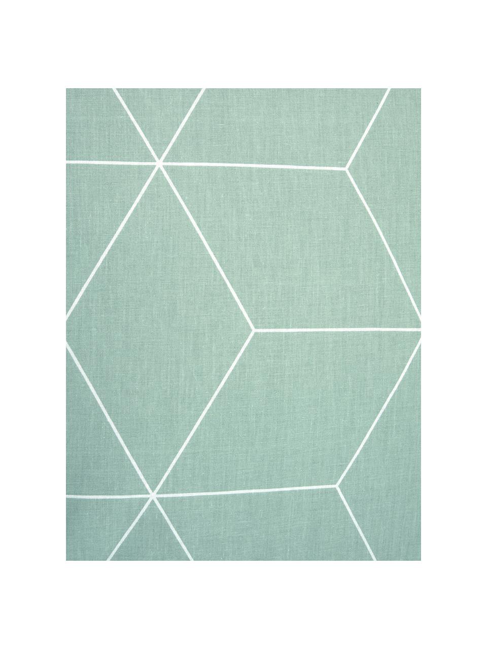 Housse de couette en coton Lynn, Menthe, blanc crème, larg. 140 x long. 200 cm