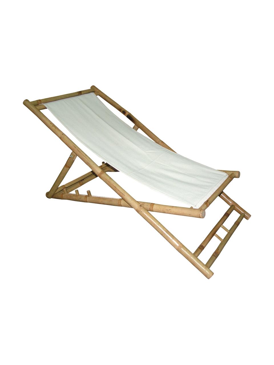 Sedia a sdraio pieghevole in bambù Bammina, Struttura: bambù, Bianco, Lung. 120 x Larg. 80 cm