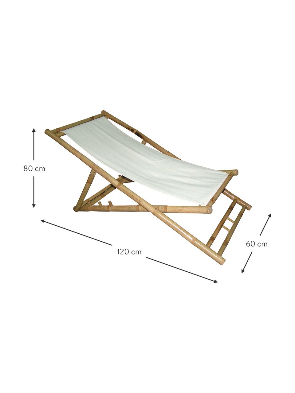 Składany leżak z drewna bambusowego Bammina, Biały, S 120 x D 80 cm