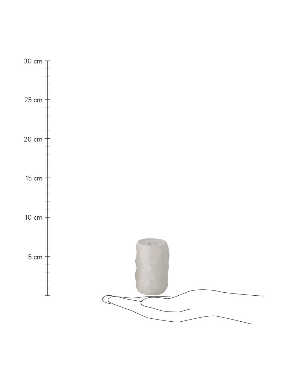 Salz- und Pfefferstreuer Tinde in organischer Form aus Steingut, 2er-Set, Steingut, Weiß, Ø 4 x H 7 cm