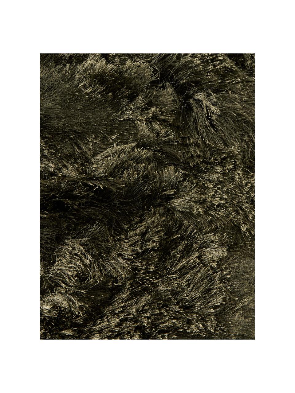 Tapis shaggy longs poils Jimmy, 100 % polyester, certifié GRS, Vert olive, larg. 80 x long. 150 cm (taille XS)