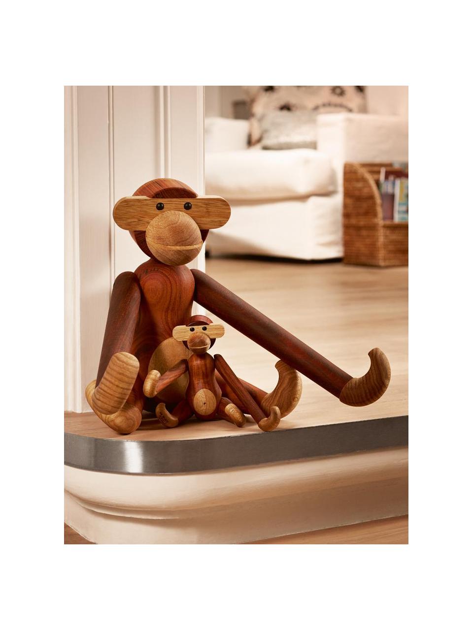 Designer-Deko-Objekt Monkey aus Teakholz, H 19 cm, Teakholz, Limbaholz, lackiert, FSC-zertifiziert, Teakholz, B 20 x H 19 cm