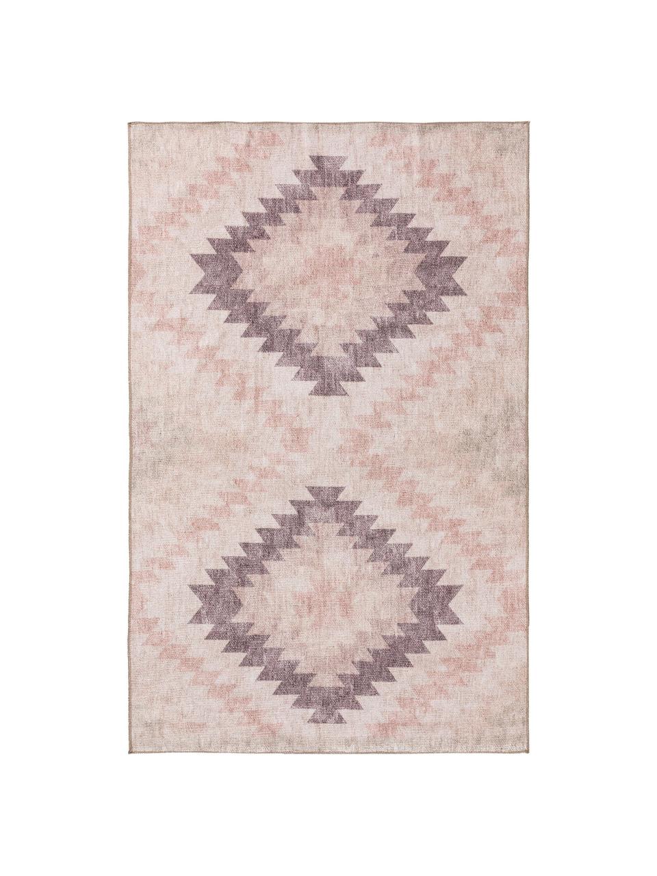 Dwustronny dywan kilim Ana Diamonds, 80% poliester 20% bawełna, Brudny różowy, wielobarwny, S 190 x D 290 cm (Rozmiar L)