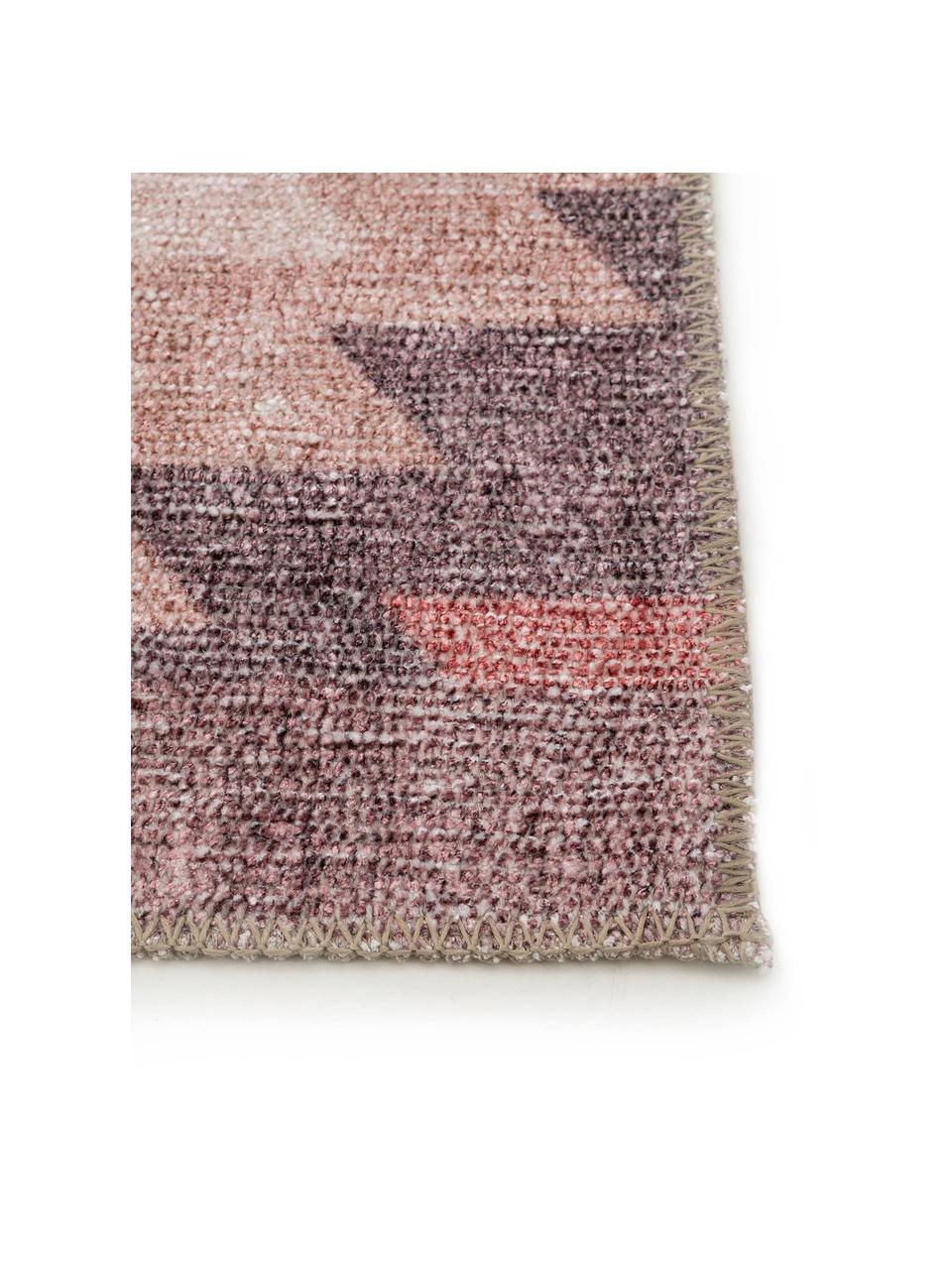 Dwustronny dywan kilim Ana Diamonds, 80% poliester 20% bawełna, Brudny różowy, wielobarwny, S 190 x D 290 cm (Rozmiar L)