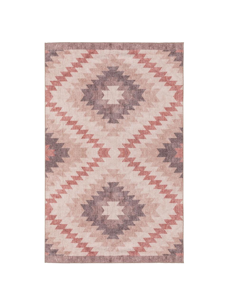 Dwustronny dywan kilim Ana Diamonds, 80% poliester 20% bawełna, Brudny różowy, wielobarwny, S 190 x D 290 cm (Rozmiar L)