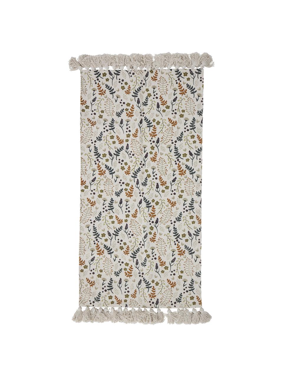 Katoenen vloerkleed Filipa met kwastjes, 100% katoen, Beige, multicolour, B 65 x L 120 cm (maat XS)