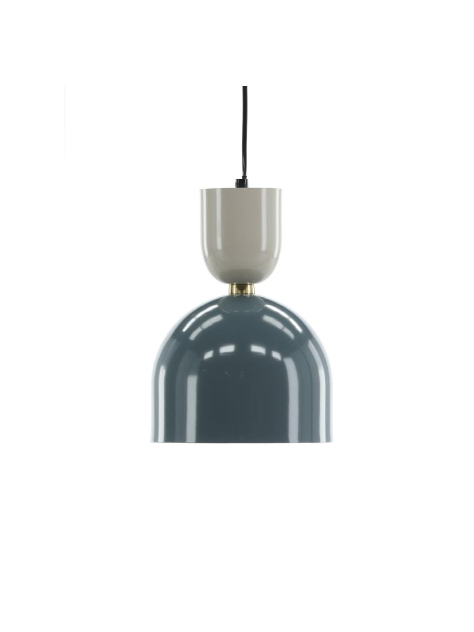 Kleine hanglamp Tim, Lampenkap: gecoat staal, Baldakijn: gecoat staal, Blauwgrijs, beige, Ø 20 x H 120 cm