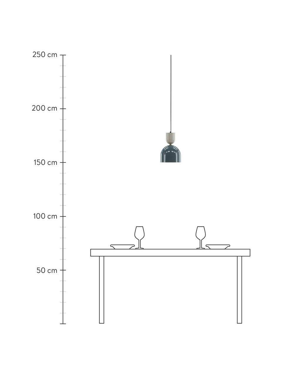 Lampada a sospensione piccola Tim, Paralume: acciaio rivestito, Baldacchino: acciaio rivestito, Blu grigio, beige, Ø 20 x Alt. 120 cm