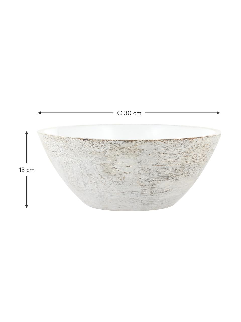 Bol en bois de manguier intérieur enduit Lugo, Ø 30 cm, Manguier, blanc