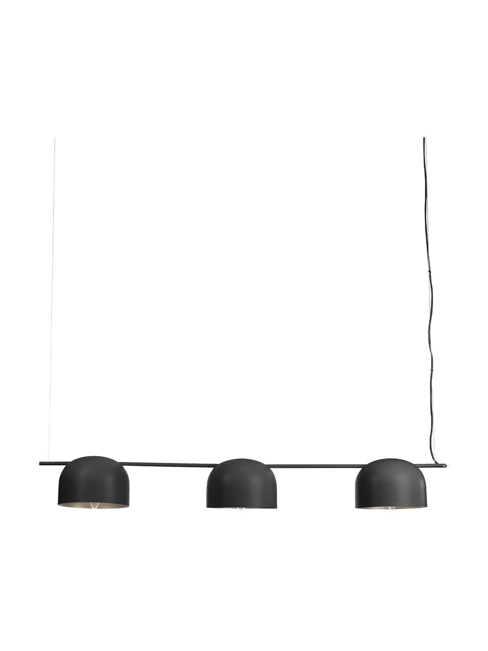 Grote hanglamp Joel, Lampenkap: gepoedercoat metaal, Baldakijn: gepoedercoat metaal, Zwart, B 127 x H 15 cm