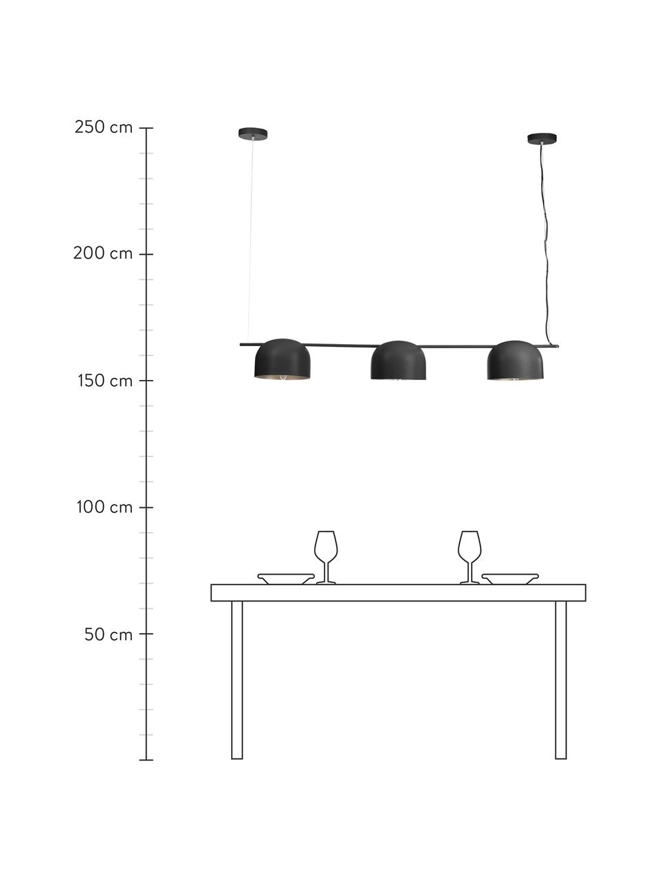 Lampada a sospensione grande Joel, Paralume: metallo verniciato a polv, Baldacchino: metallo verniciato a polv, Nero, Larg. 127 x Alt. 15 cm