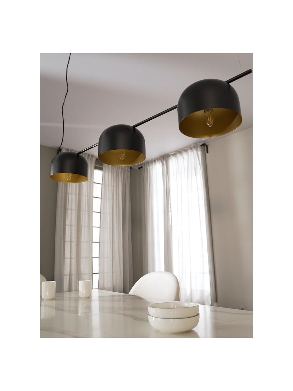Grote hanglamp Joel, Lampenkap: gepoedercoat metaal, Baldakijn: gepoedercoat metaal, Zwart, B 127 x H 15 cm