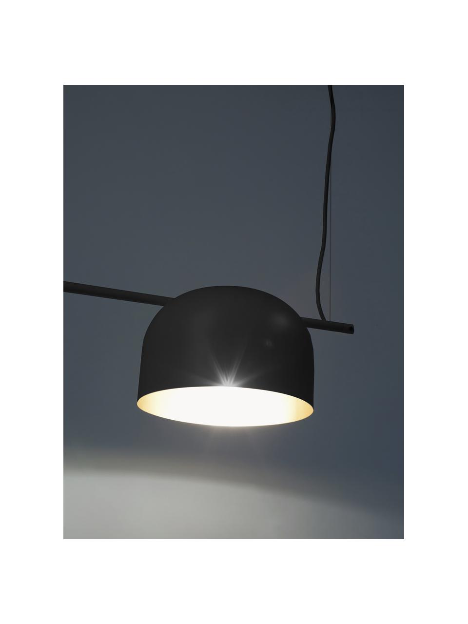 Grote hanglamp Linja, Lampenkap: gepoedercoat metaal, Zwart, B 127 x H 15 cm