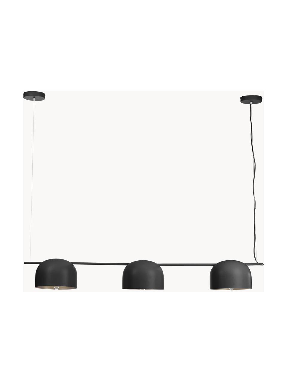 Grote hanglamp Linja, Lampenkap: gepoedercoat metaal, Zwart, B 127 x H 15 cm