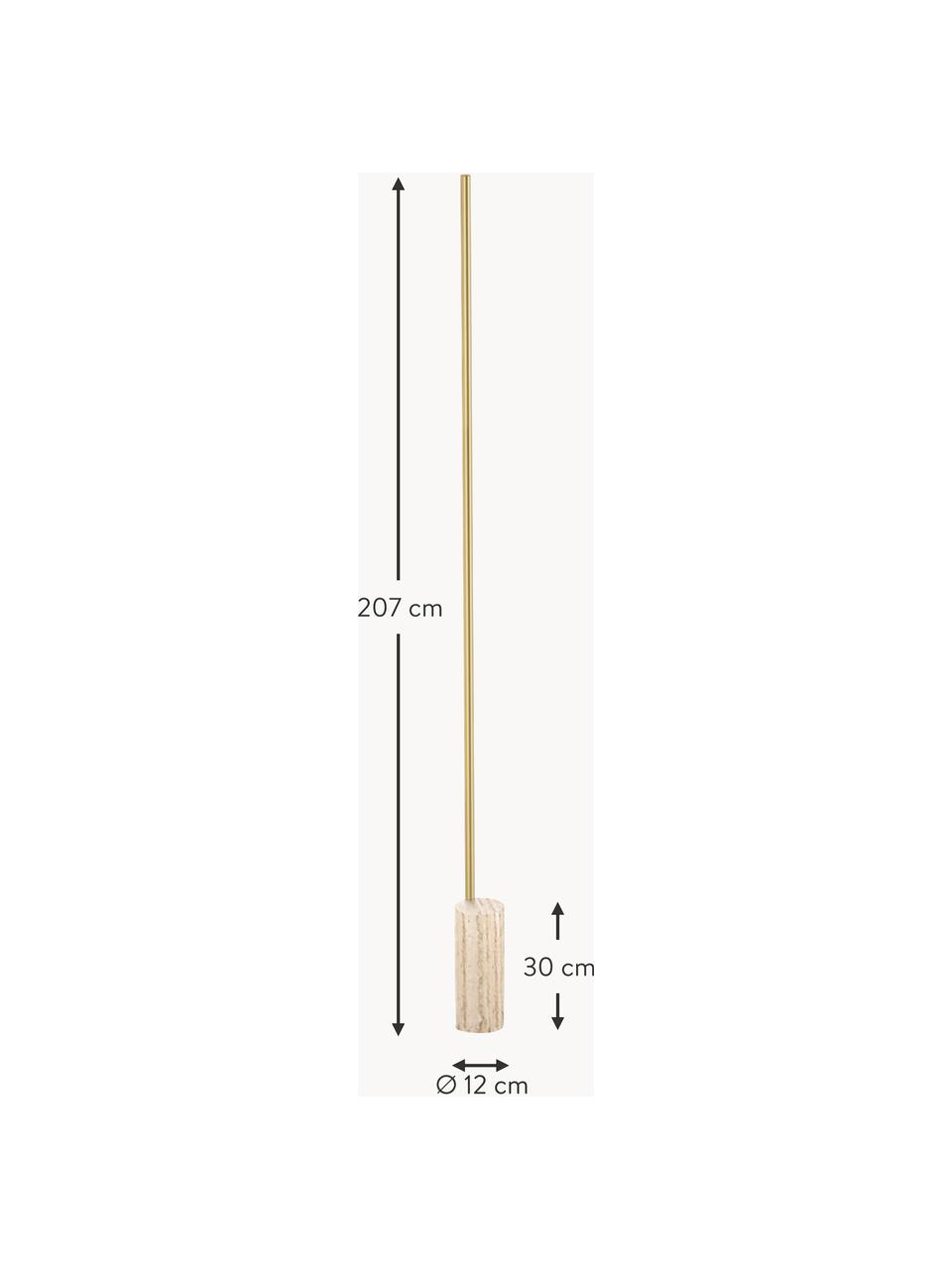 Dimbare LED vloerlamp Hilow Line met marmeren voet, Lampvoet: marmer, Goudkleurig, beige, gemarmerd, H 207 cm