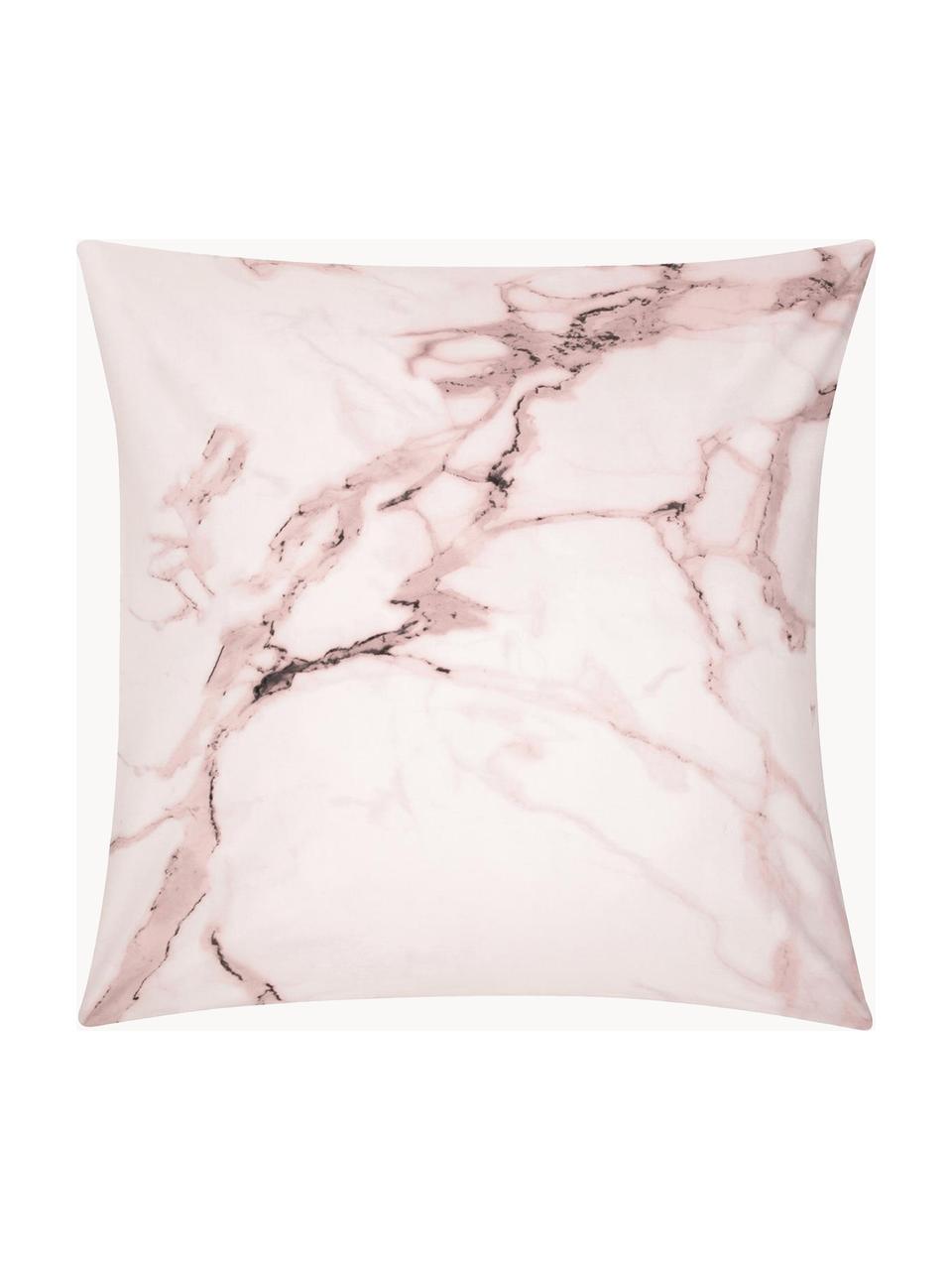 Taie d'oreiller 65x65 percale Malin, 2 pièces, Endroit : imprimé marbré, rose Envers : rose, uni, 65 x 65 cm