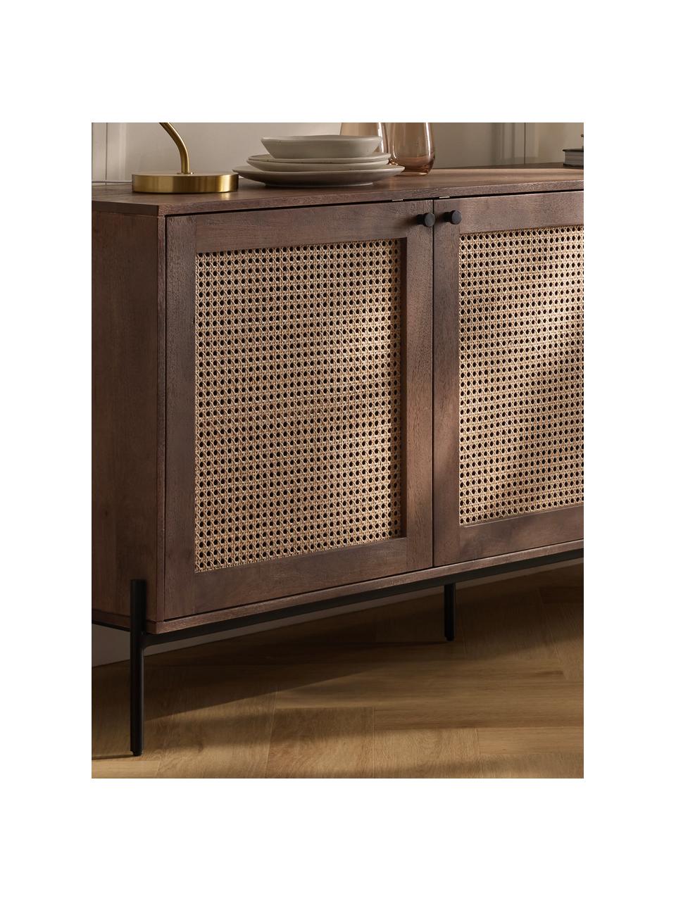 Retro komoda s vídeňskou pleteninou Vienna, Mangové dřevo, Š 165 cm, V 78 cm