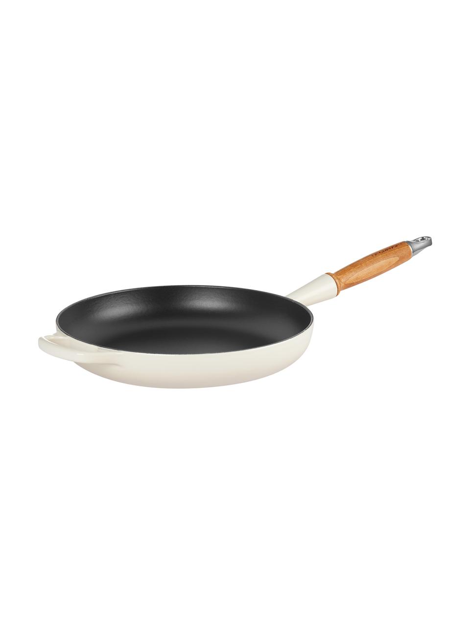 Koekenpan Signature Collection uit gietijzer met houten handvat, Wittinten, Ø 28 x H 8 cm