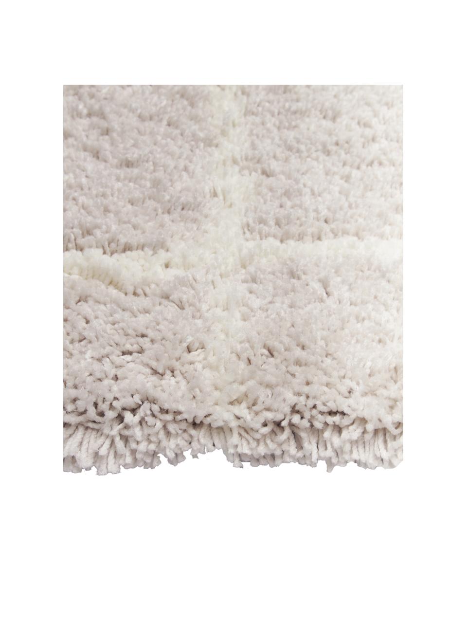 Flauschiger Hochflor-Teppich Amelie in Beige, handgetuftet, Flor: 100 % Polyester, Beige, Cremeweiß, B 80 x L 150 cm (Größe XS)