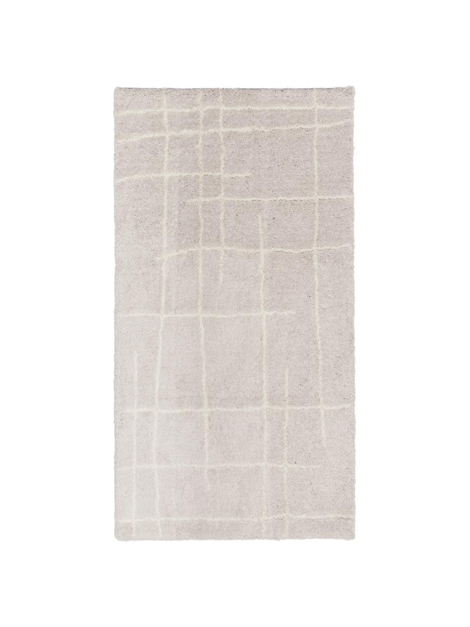 Flauschiger Hochflor-Teppich Amelie, handgetuftet, Flor: 100 % Polyester, Beige, Cremeweiß, B 80 x L 150 cm (Größe XS)