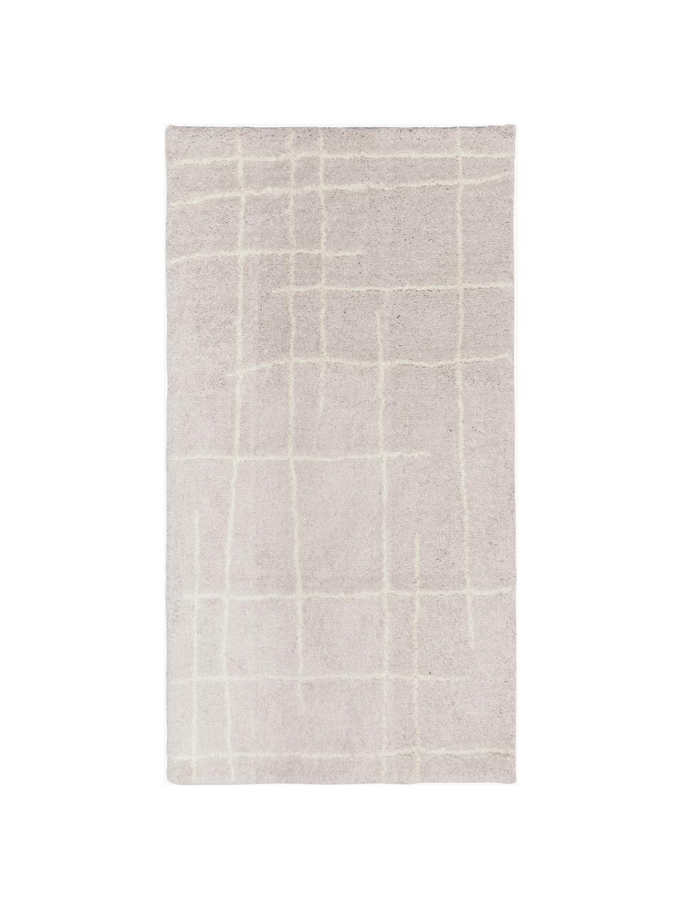 Pluizig hoogpolig vloerkleed Amelie in beige, handgetuft, Bovenzijde: 100% polyester, Onderzijde: gerecycled polyester, Beige, crèmewit, B 80 x L 150 cm (maat XS)