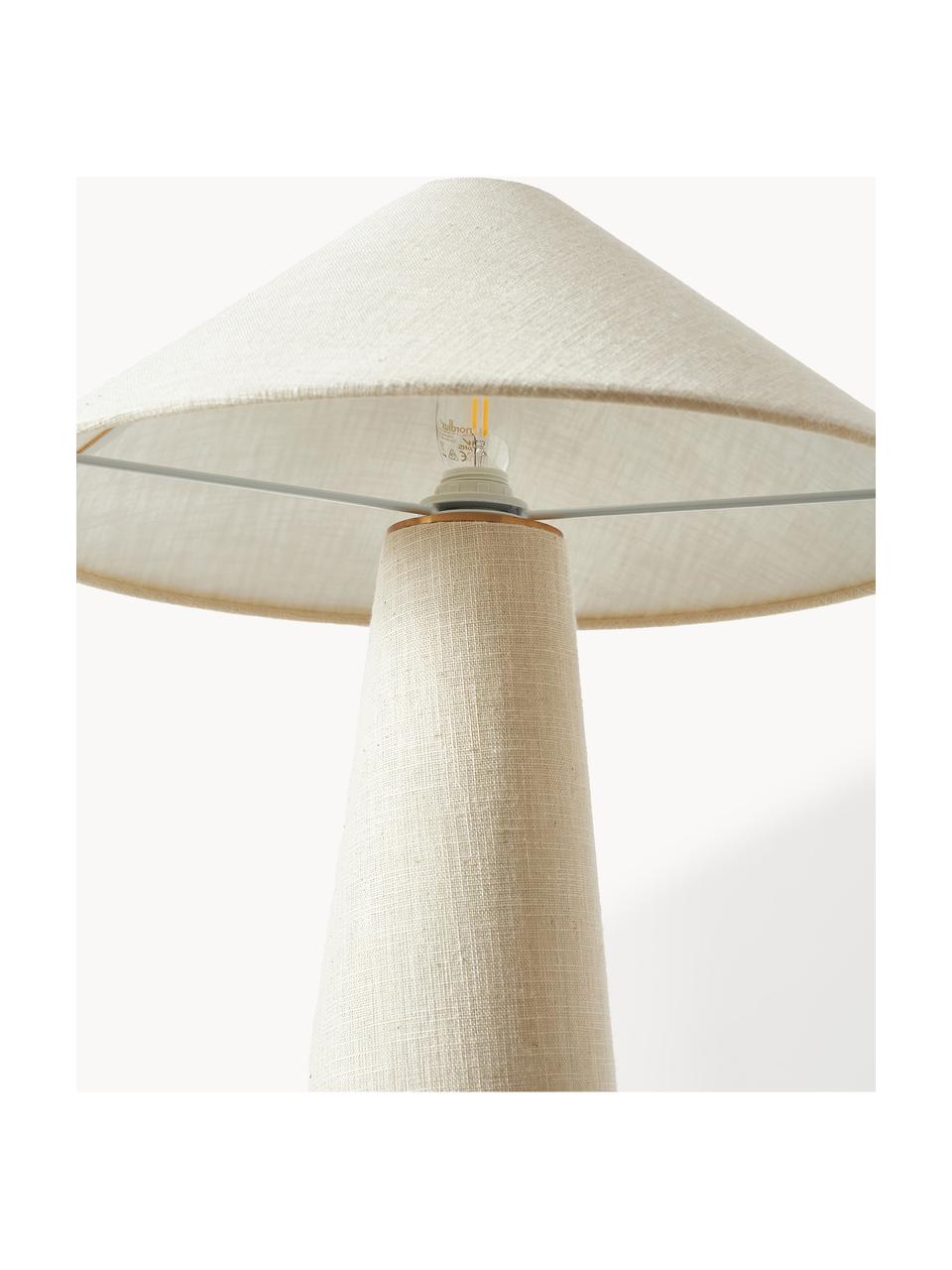 Lampa stołowa z lnu Ilena, Złamana biel, Ø 40 x W 52 cm