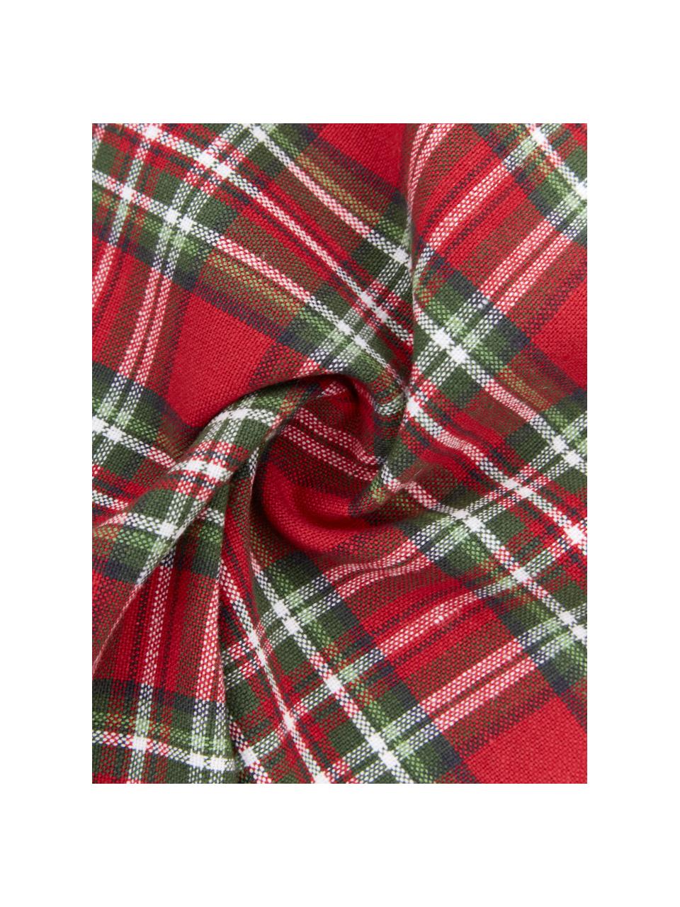 Geruite kussenhoes Tartan in rood en groen, Katoen, Rood, donkergroen,geruit, B 30 x L 50 cm