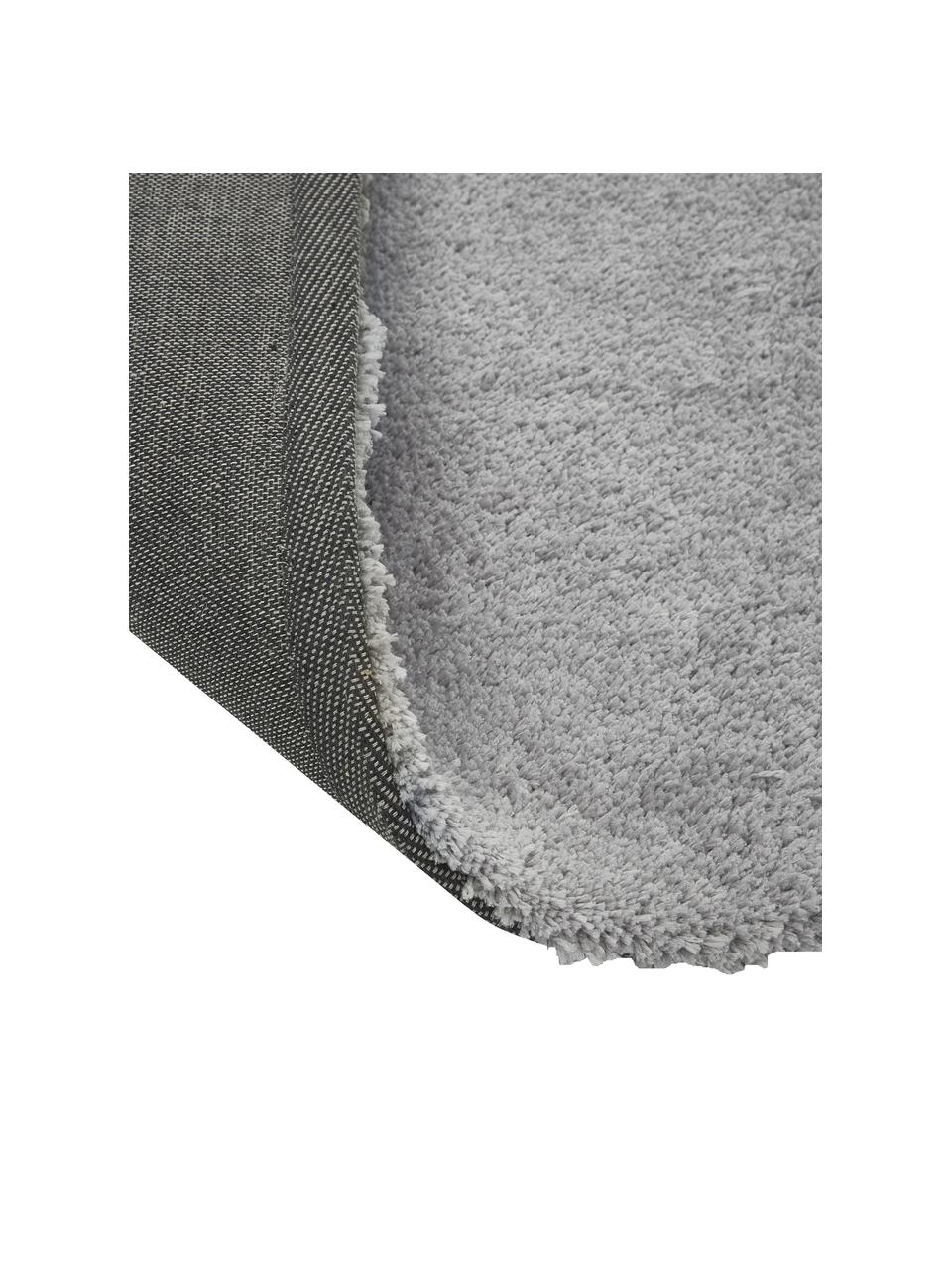 Pluizige hoogpolige loper Leighton in grijs, Bovenzijde: microvezels (100% polyest, Onderzijde: 70% polyester, 30% katoen, Grijs, B 80 x L 200 cm
