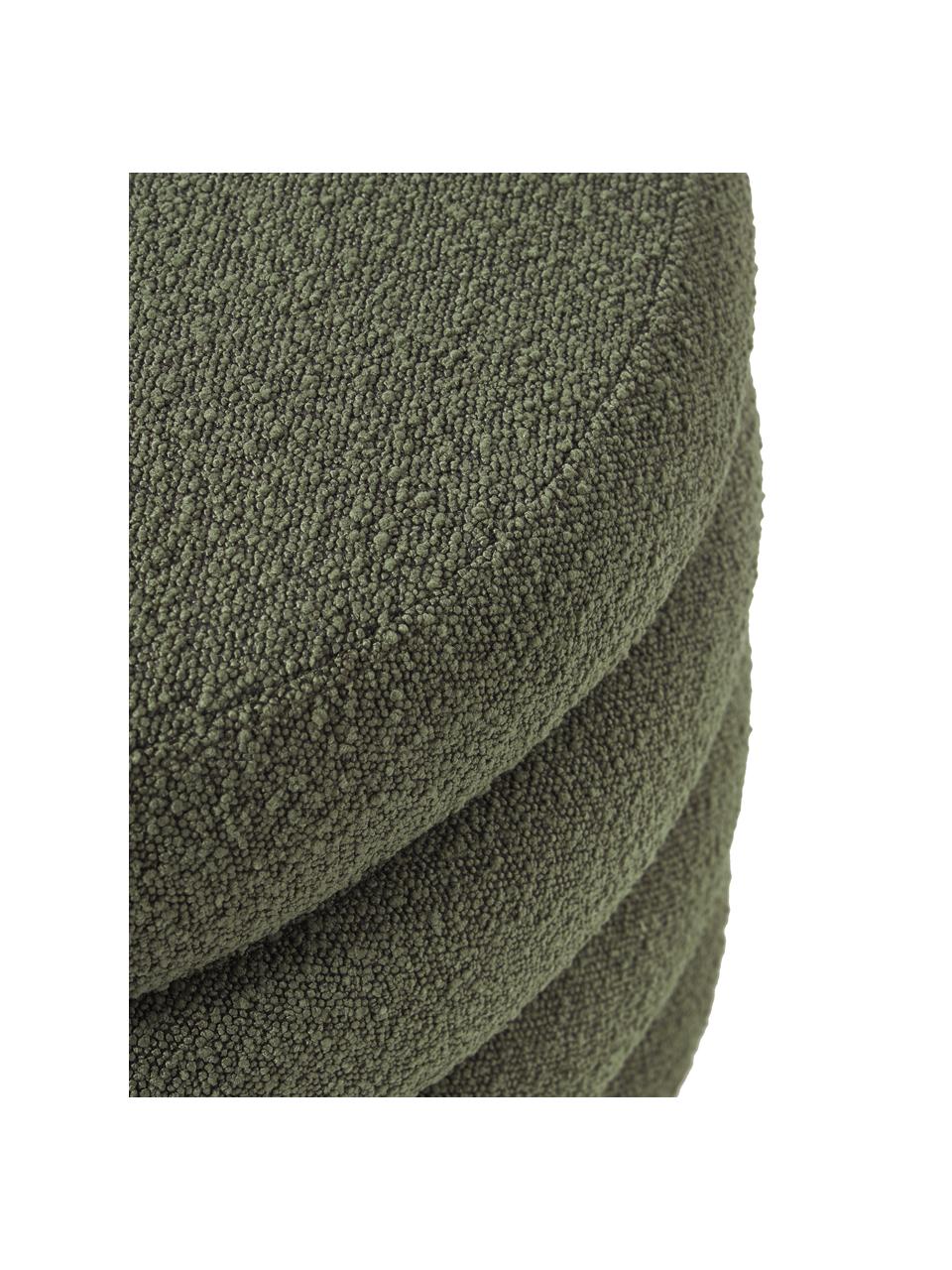 Grand tabouret en tissu bouclé avec coffre de rangement Alto, Tissu bouclé vert, Ø 69 x haut. 44 cm