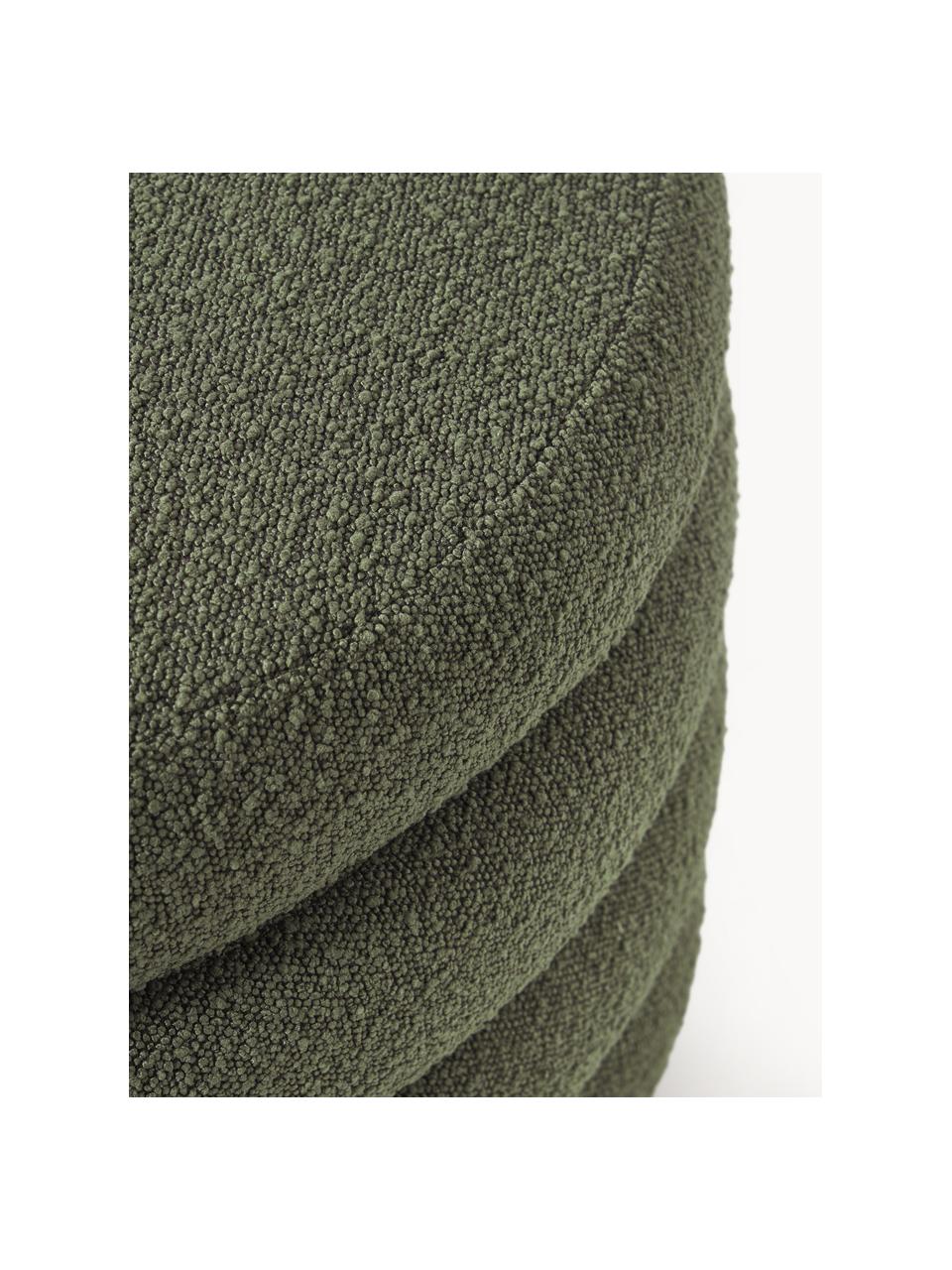 Grand pouf en tissu bouclé avec rangement Alto, Bouclé vert foncé, Ø 69 x haut. 44 cm