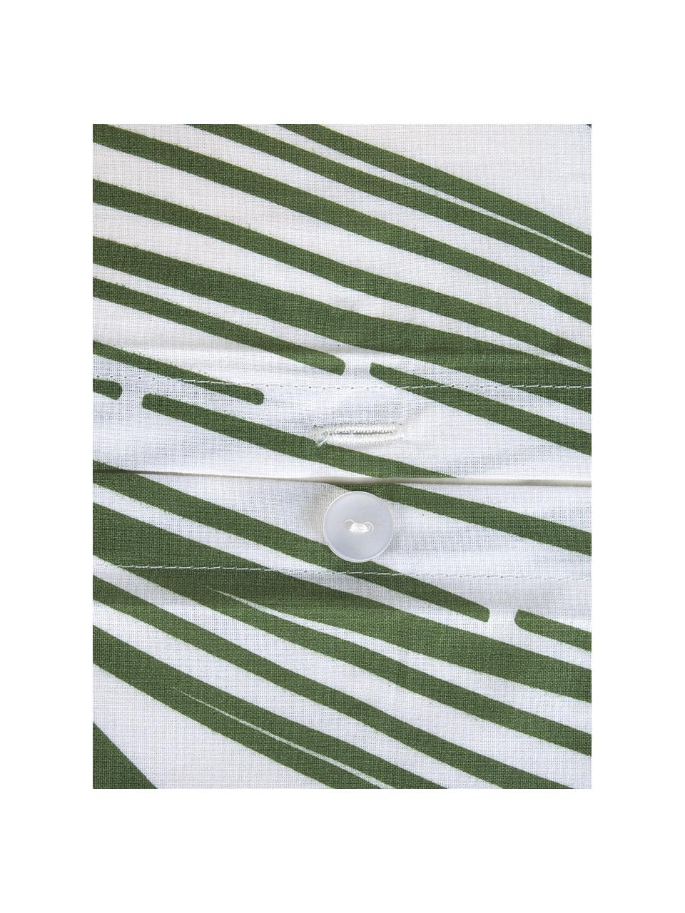 Baumwoll-Bettwäsche Alessa mit Blätterprint, Webart: Renforcé Fadendichte 144 , Weiss, Hellgrün, Dunkelgrün, 135 x 200 cm + 1 Kissen 80 x 80 cm