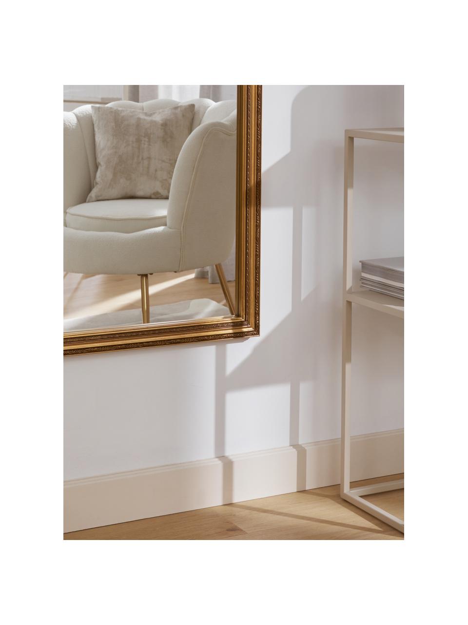Specchio da parete barocco Muriel, Cornice: legno massiccio rivestito, Retro: pannello di fibra a media, Superficie dello specchio: lastra di vetro, Dorato, Larg. 50 x Alt. 150 cm