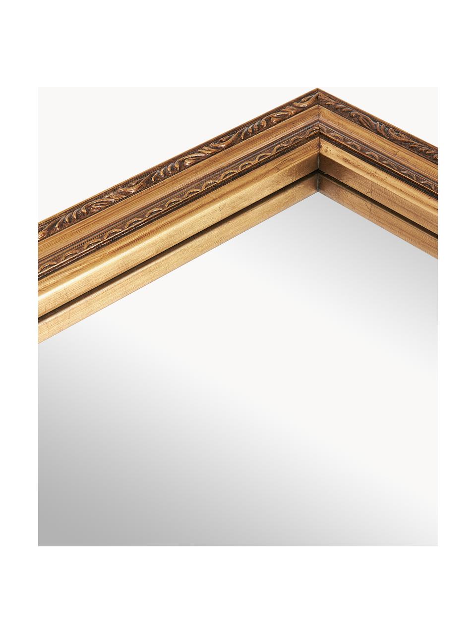 Specchio da parete barocco Muriel, Cornice: legno massiccio rivestito, Retro: pannello di fibra a media, Superficie dello specchio: lastra di vetro, Dorato, Larg. 50 x Alt. 150 cm