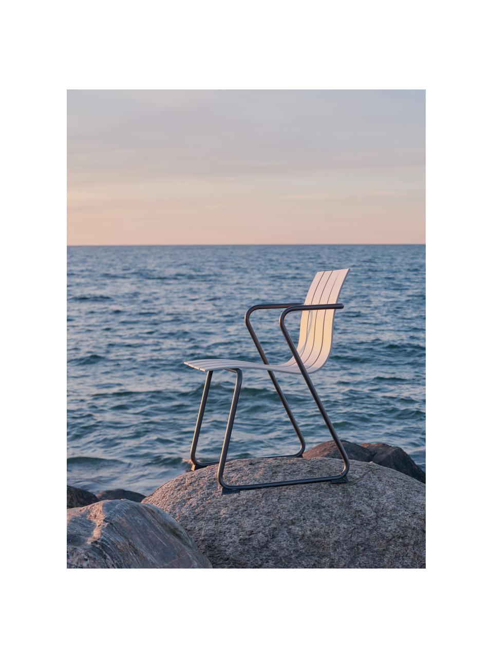 Ręcznie wykonane krzesło ogrodowe Ocean, Stelaż: stal z recyklingu, powlek, Jasny beżowy, czarny, S 60 x G 56 cm