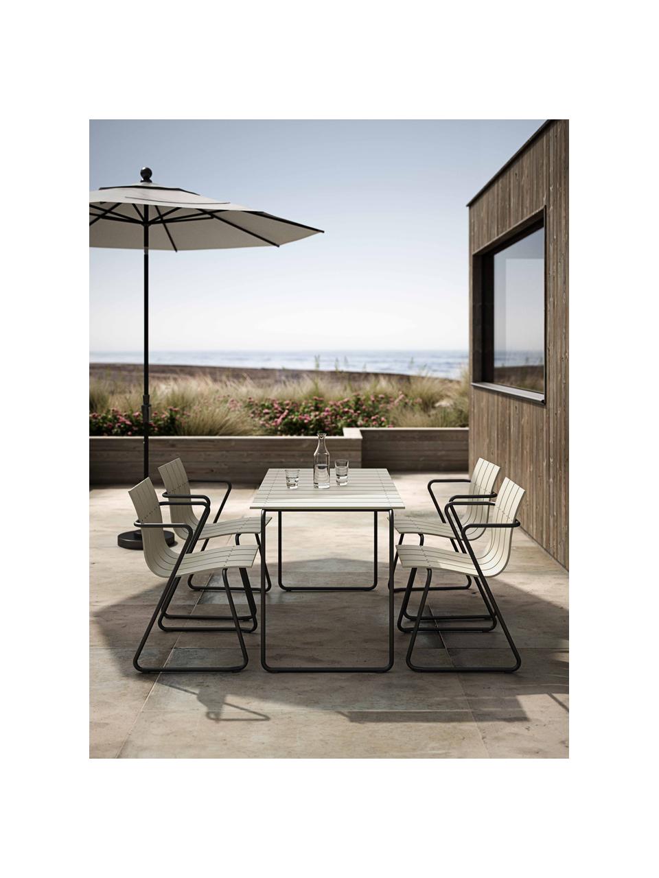 Ručně vyrobená zahradní židle s područkami Ocean, Světle béžová, černá, Š 60 cm, H 56 cm