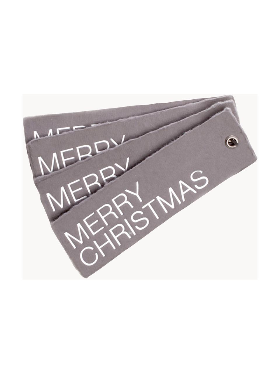 Geschenklabel Christmas, 4 stuks, Zilverkleurig, grijs, B 4 x L 12 cm