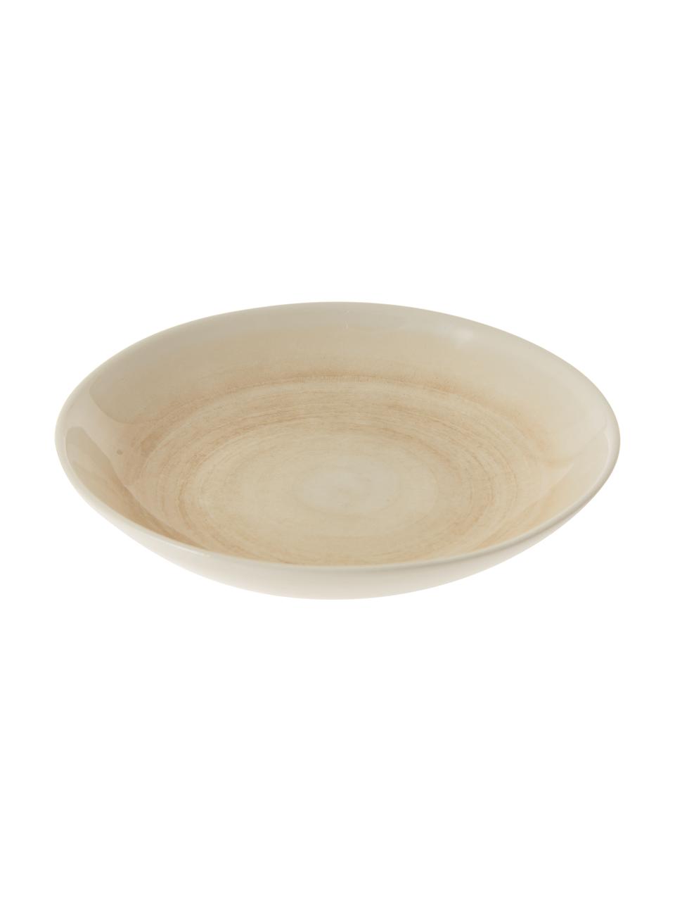 Handgemachte Suppenteller Pure matt/glänzend mit Farbverlauf, 6 Stück, Keramik, Beige, Weiß, Ø 23 cm
